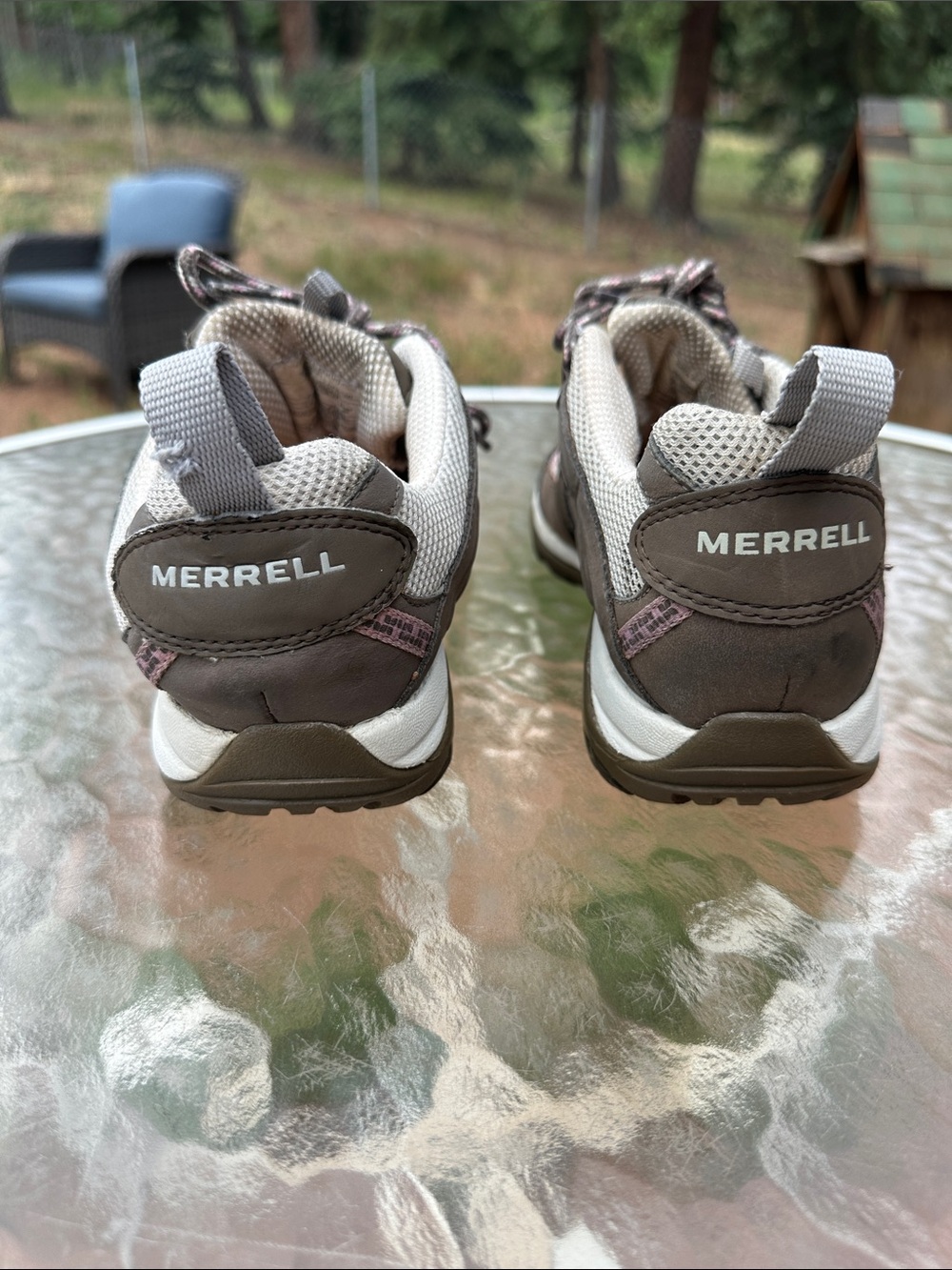 Merrell Women's Taupe and Pink Trail Hiking Shoes - Picture 4 of 7